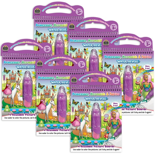Teacher Created Resources Princesses, Mermaids & Fairies Water Reveal Book, 6PK TCR21009 - main